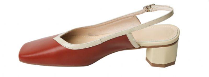 Emilia Sandal I Läder Med Fyrkantig Tå För Kvinnor - Beige