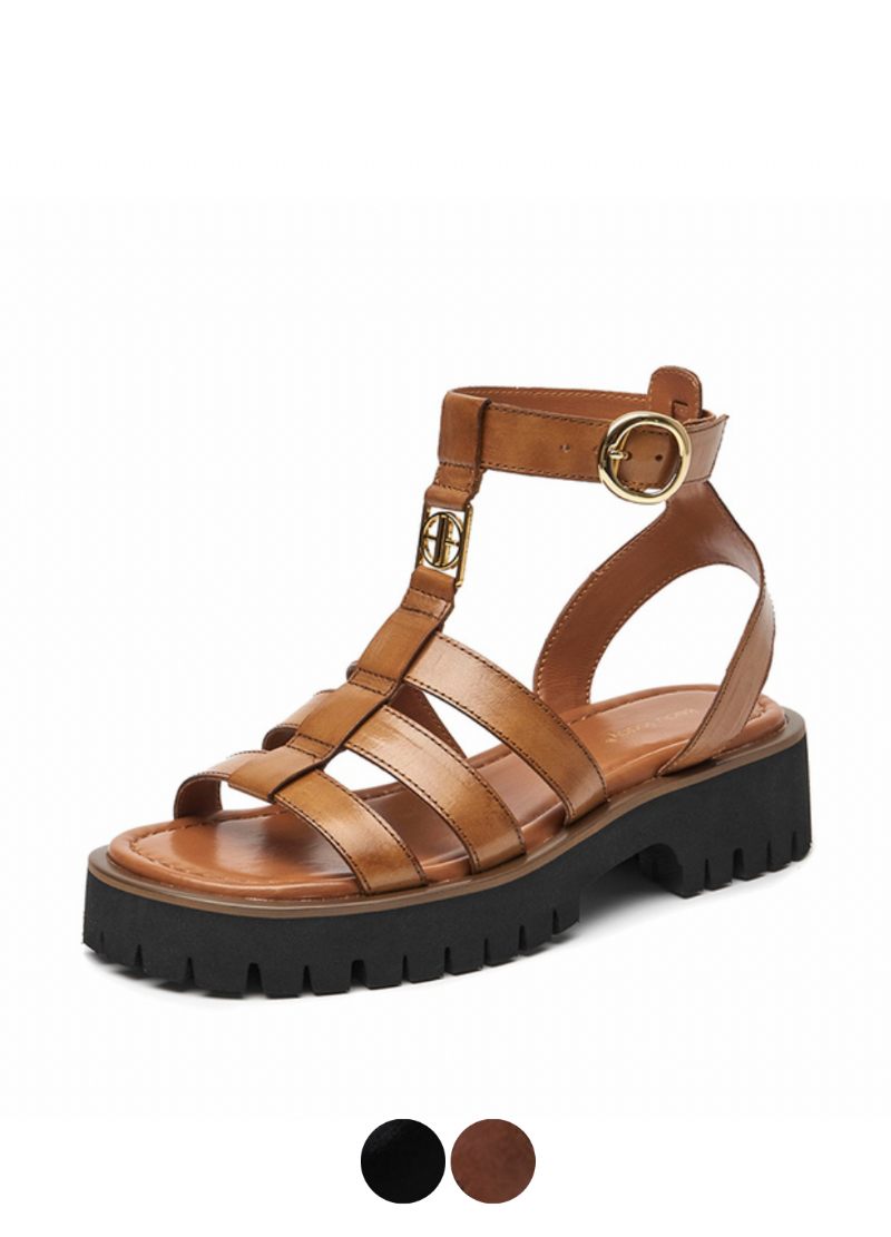 Emily Lädersandal För Kvinnor