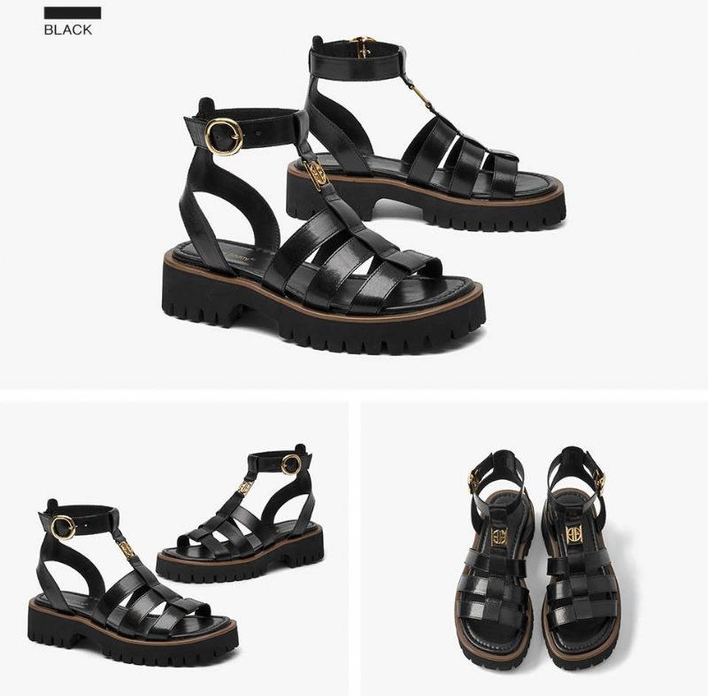 Emily Lädersandal För Kvinnor - Brun