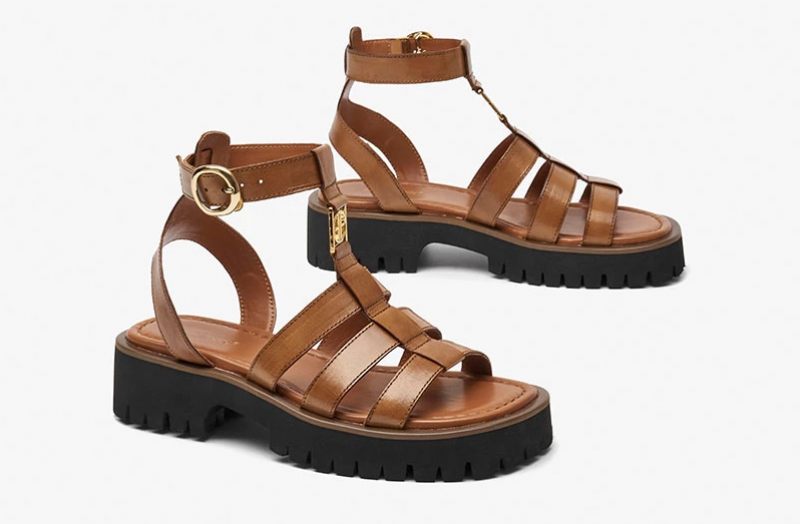 Emily Lädersandal För Kvinnor - Brun