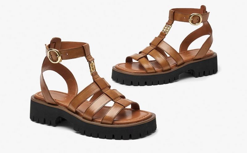 Emily Lädersandal För Kvinnor - Brun