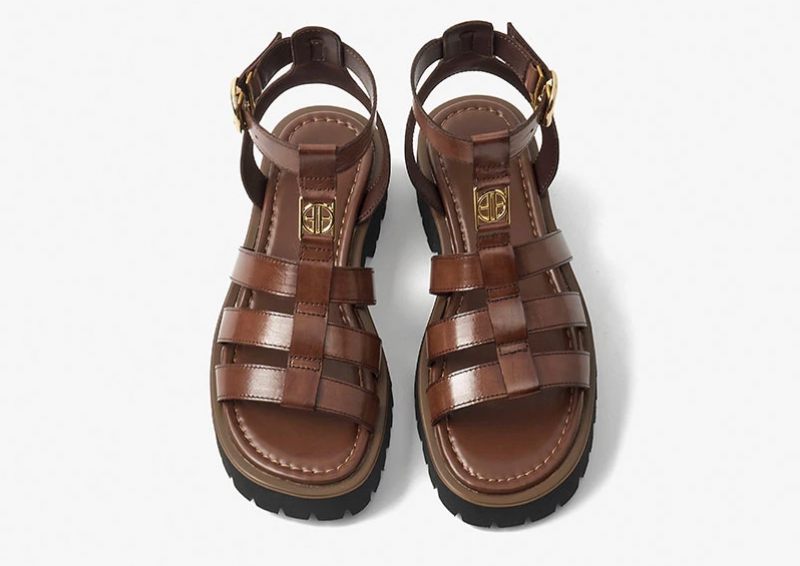 Emily Lädersandal För Kvinnor - Brun