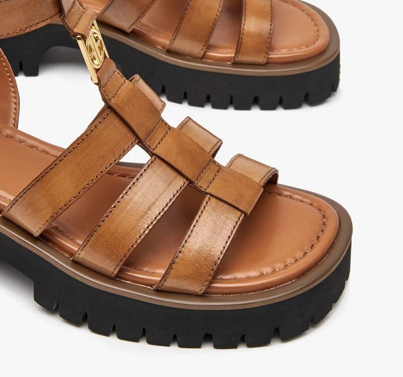 Emily Lädersandal För Kvinnor - Brun