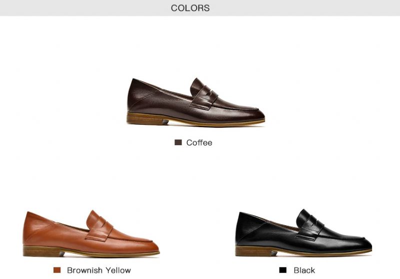 Enid Läder Loaferskor Med Rund Tå För Kvinnor - Kaffe