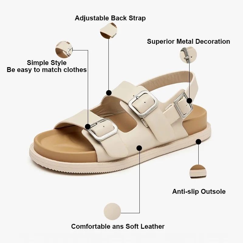Erminia Platt Sandal För Kvinnor - Beige