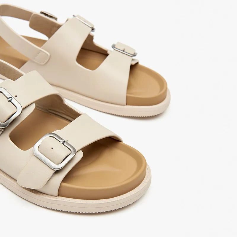 Erminia Platt Sandal För Kvinnor - Beige