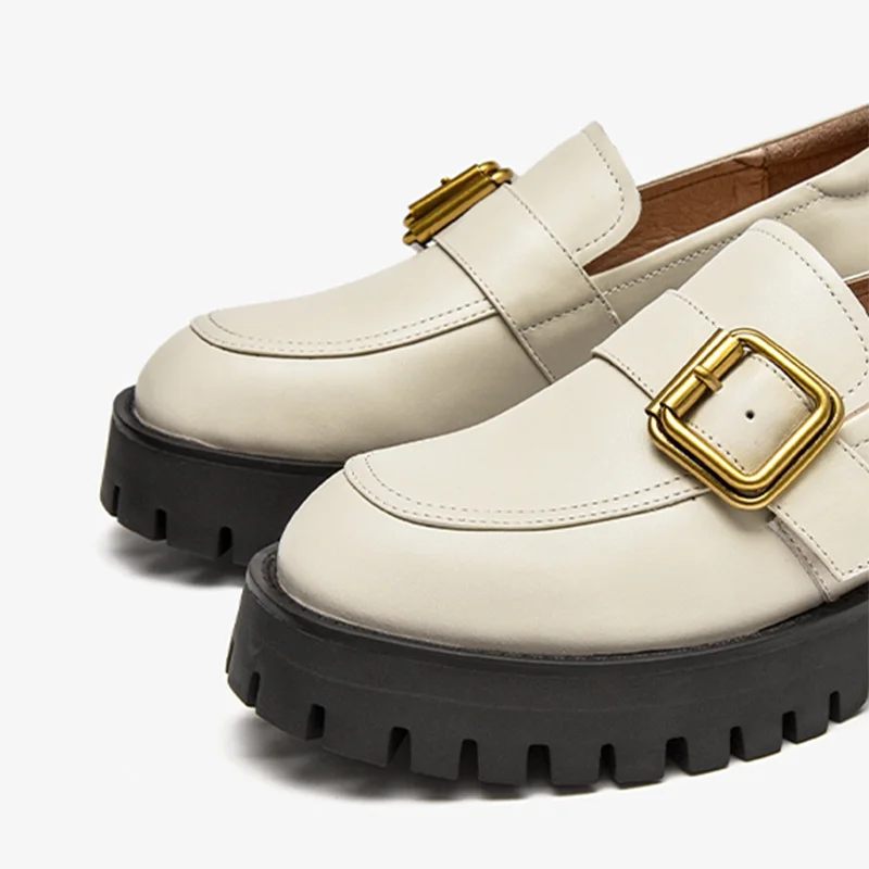 Esma Loafer I Läderplattform För Kvinnor - Beige