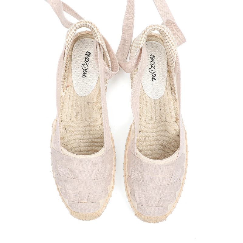 Estela Dam Ankel Strap Platta Espadrilles - Gul