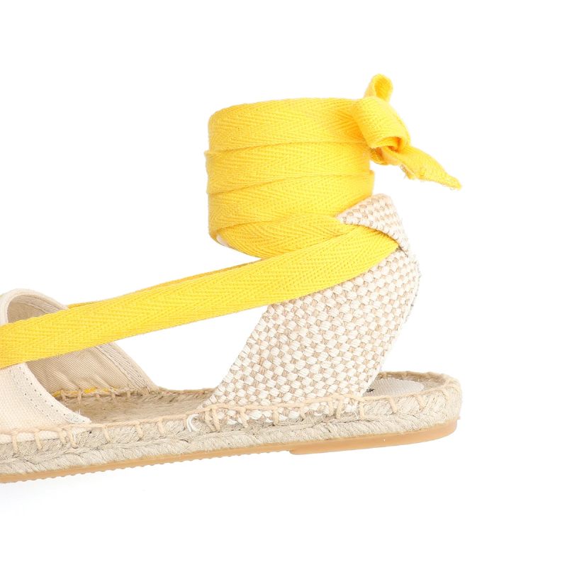 Estela Dam Ankel Strap Platta Espadrilles - Gul