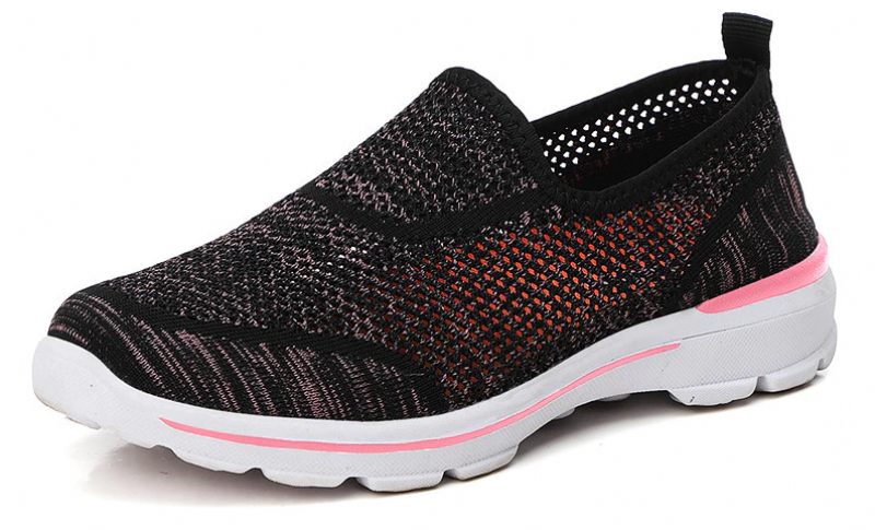 Estelita Damer Slip-on Andas Mesh Sommar Mode Flat Svarta Skor - Svart Röd