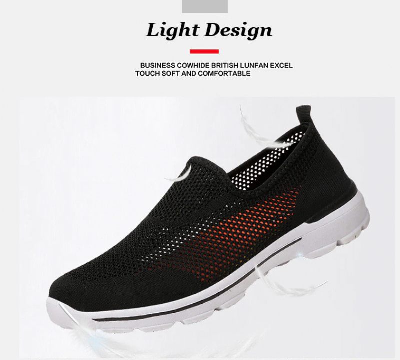 Estelita Damer Slip-on Andas Mesh Sommar Mode Flat Svarta Skor - Svart Röd