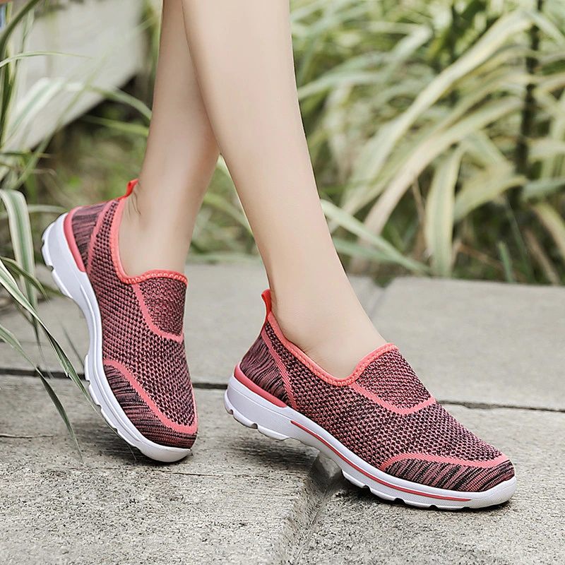 Estelita Damer Slip-on Andas Mesh Sommar Mode Flat Svarta Skor - Svart Röd