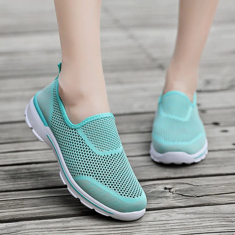 Estelita Damer Slip-on Andas Mesh Sommar Mode Flat Svarta Skor - Svart Röd