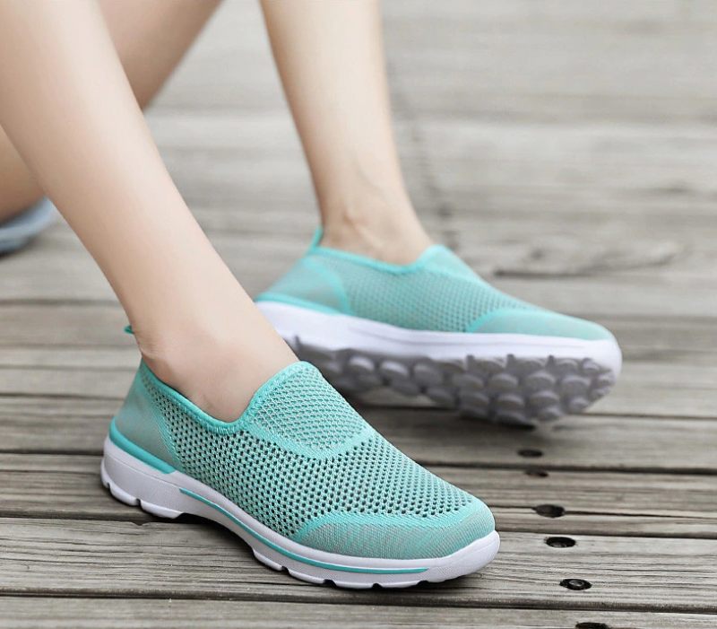 Estelita Damer Slip-on Andas Mesh Sommar Mode Flat Svarta Skor - Svart Röd