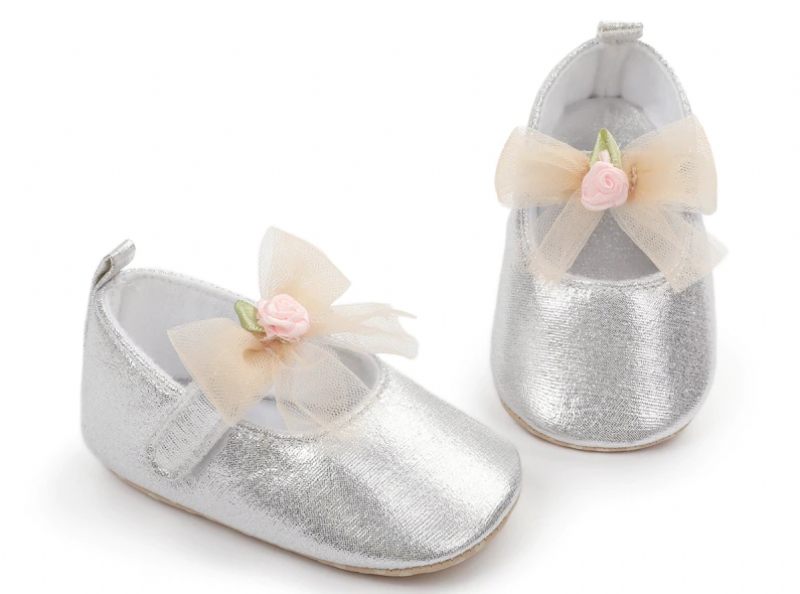 Evelin Baby Flickor Platta Skor - Silver