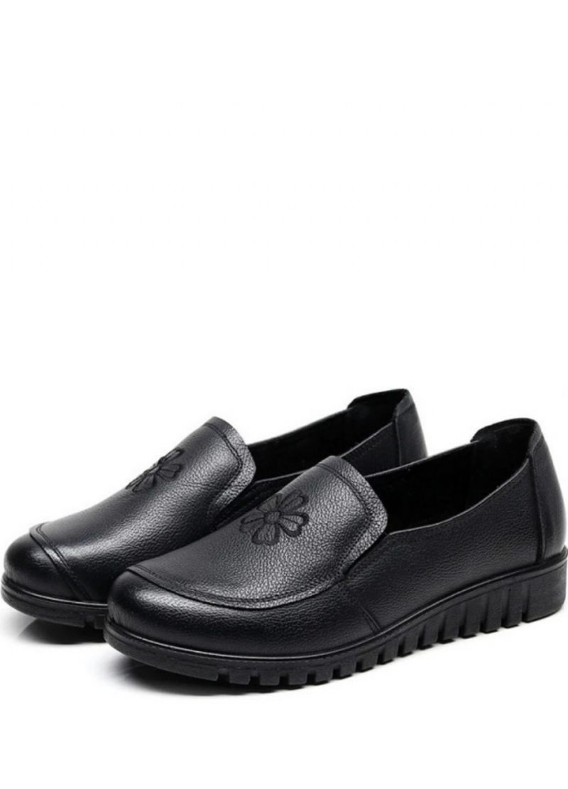 Fabiana Damer Rund Toe Leather Loafer Skor