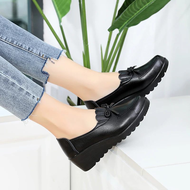 Fatima Bekväma Loafers Med Kilklack För Kvinnor - Svart