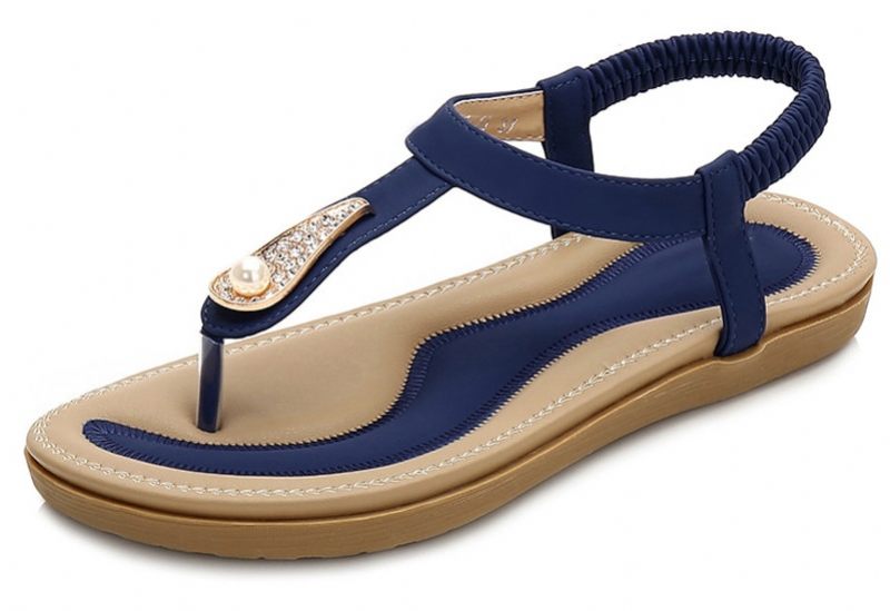 Fegali Elastiskt Band För Platt Sandal För Kvinnor - Blå