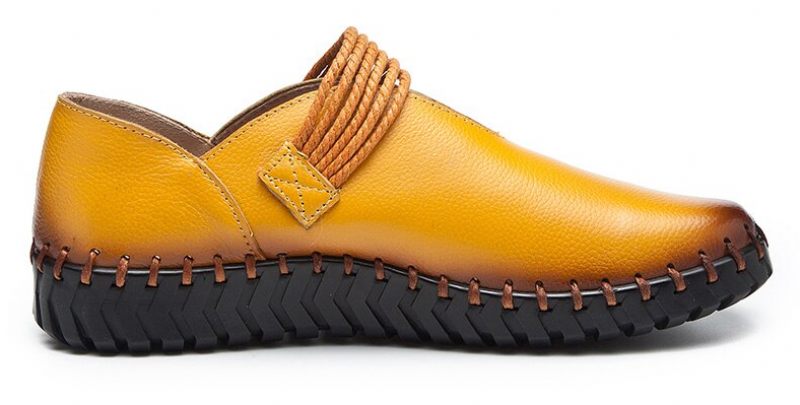 Felipa Platta Läder Loaferskor För Kvinnor - Gul