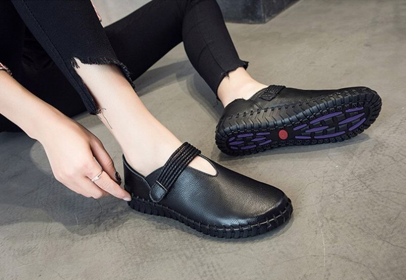 Felipa Platta Läder Loaferskor För Kvinnor - Gul