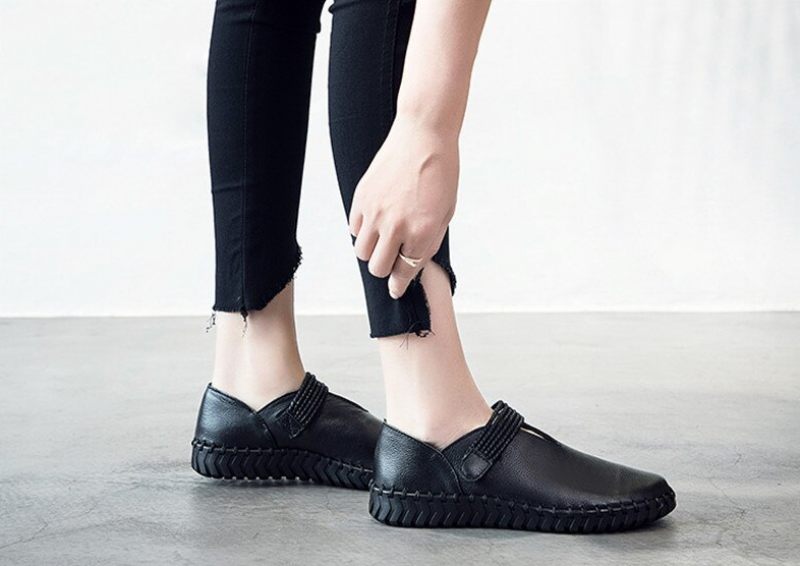 Felipa Platta Läder Loaferskor För Kvinnor - Gul