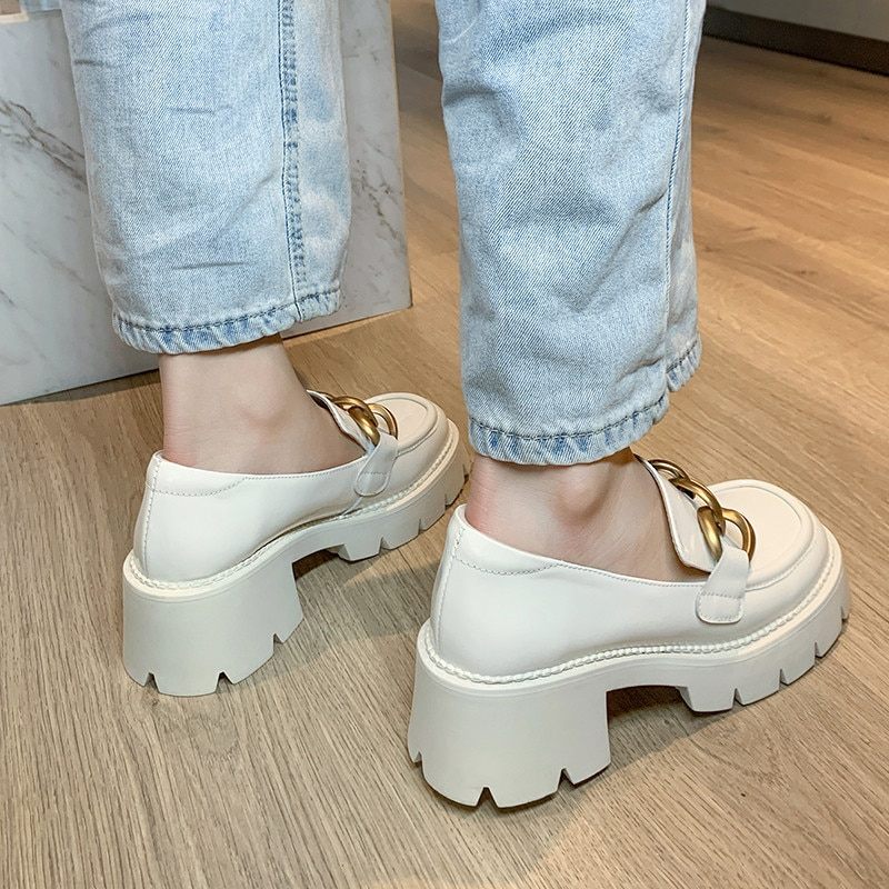 Fernanda Round Toe Platform Oxford Svarta Skor - Svart