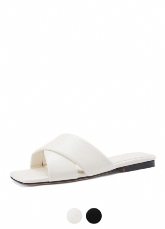 Gal Platt Sandal I Läder För Kvinnor