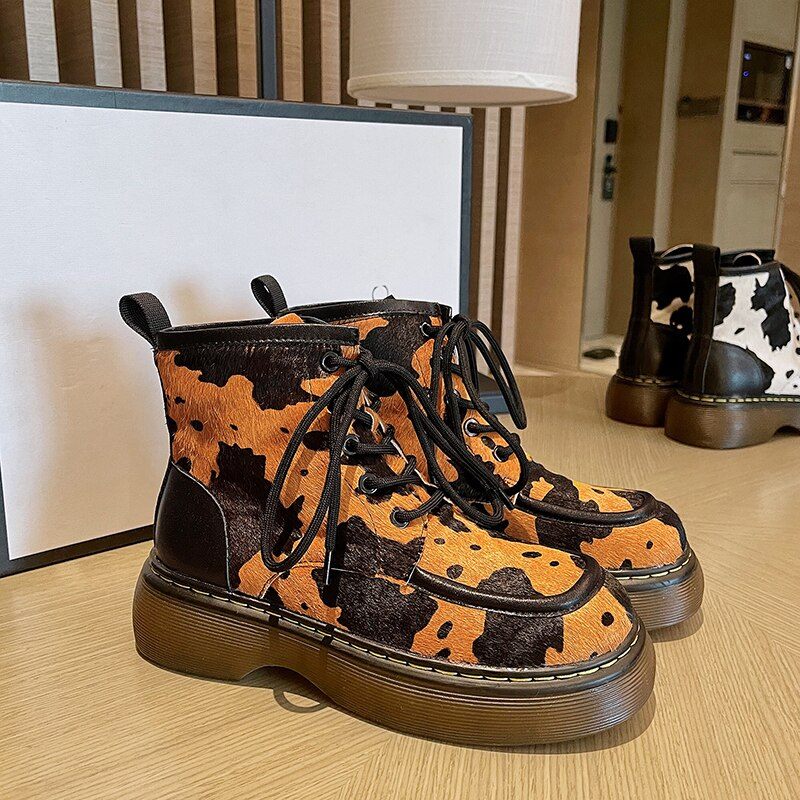 Galanty Dammode Ankelboots Med Snörning - White No Fur