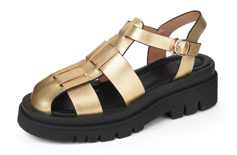 Gisa Lädersandal För Kvinnor - Guld