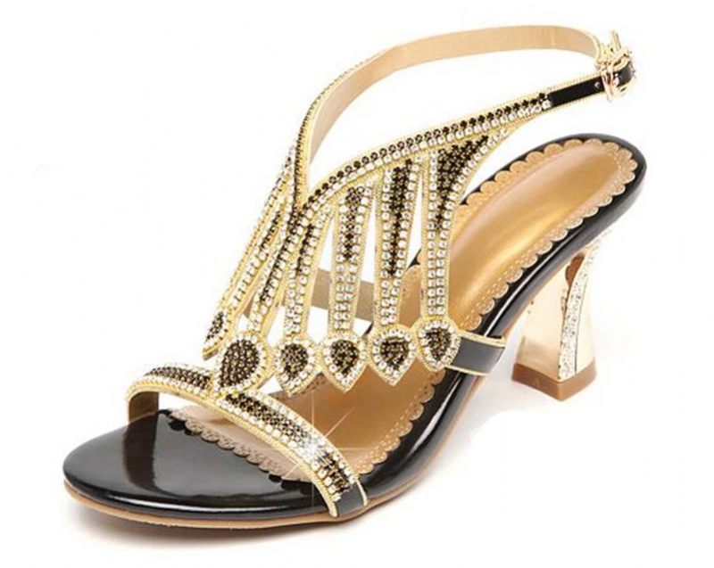 Glad Damklackad Sandal - Guld