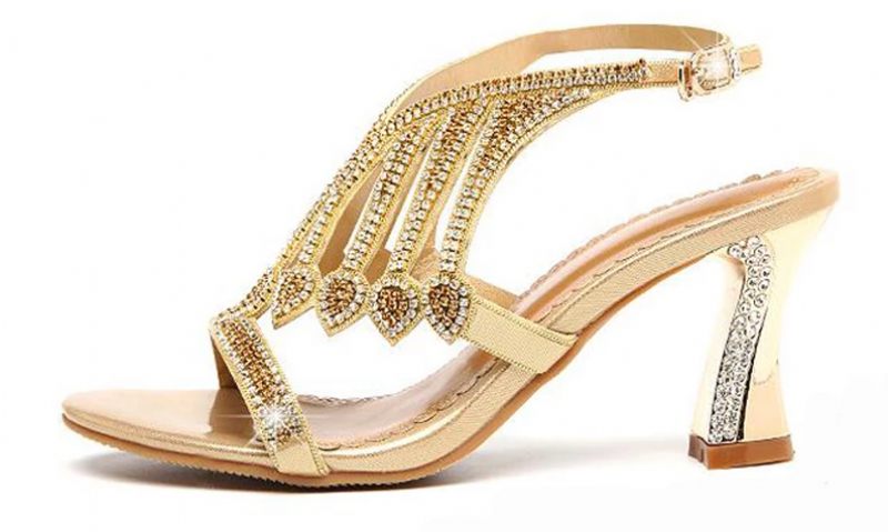 Glad Damklackad Sandal - Guld