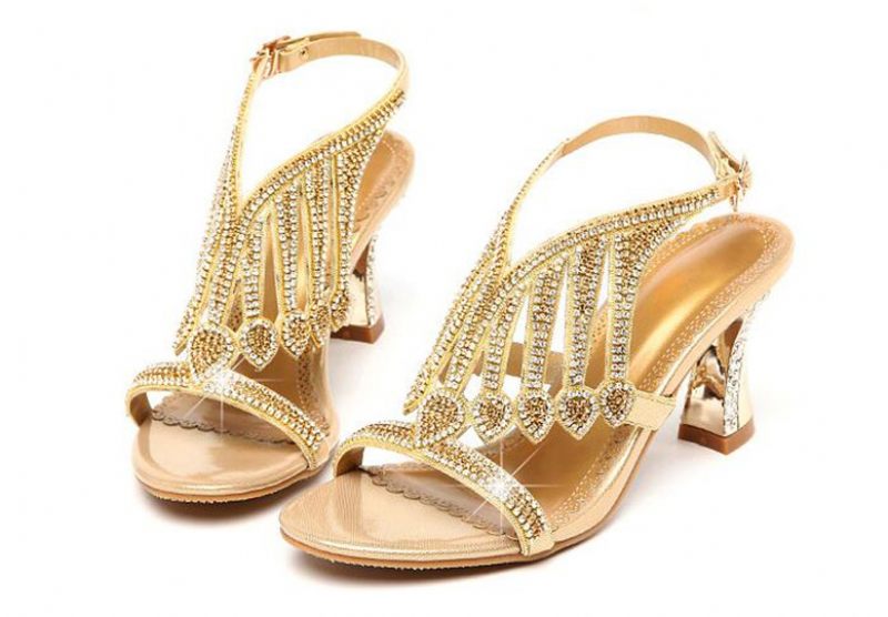 Glad Damklackad Sandal - Guld