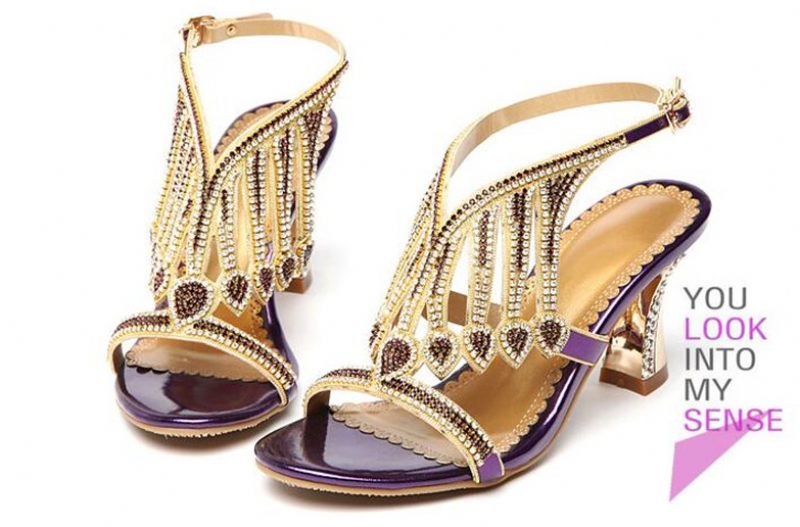 Glad Damklackad Sandal - Guld