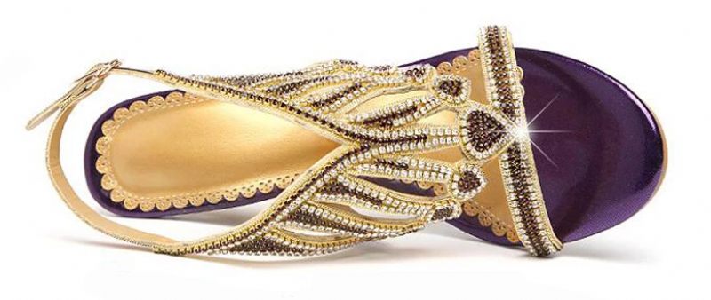 Glad Damklackad Sandal - Guld