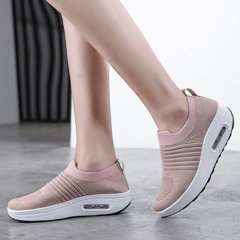 Gofit Platta Med Plattform Mesh Walking Skor För Kvinnor - Rosa