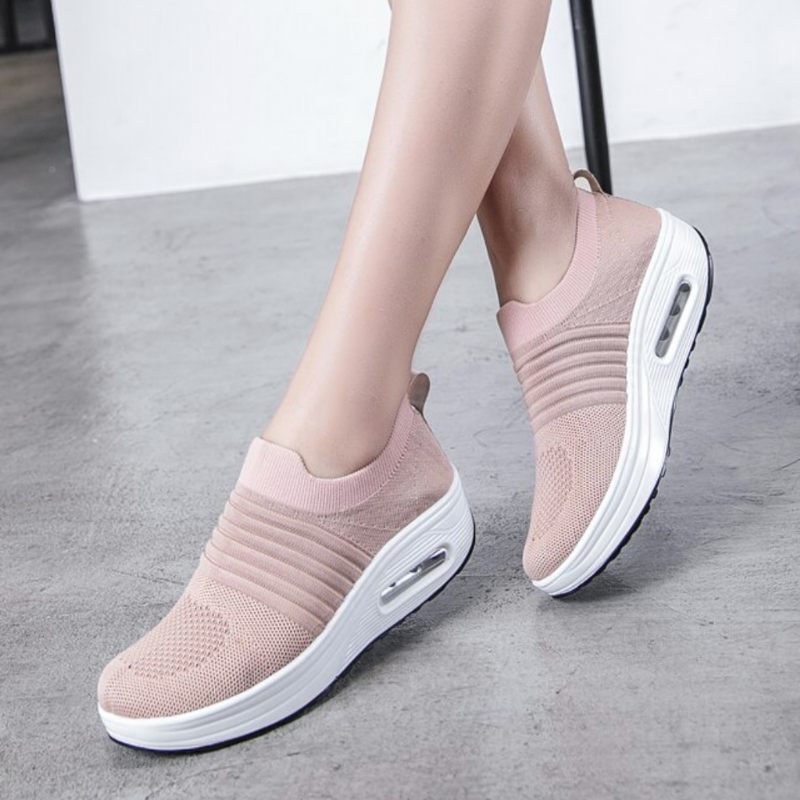 Gofit Platta Med Plattform Mesh Walking Skor För Kvinnor - Rosa