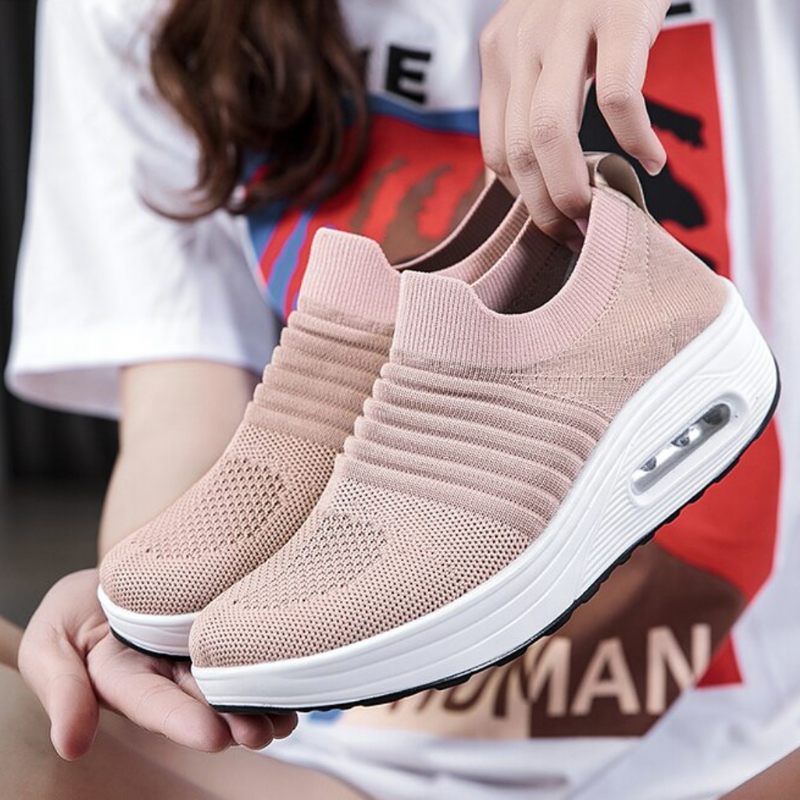 Gofit Platta Med Plattform Mesh Walking Skor För Kvinnor - Rosa