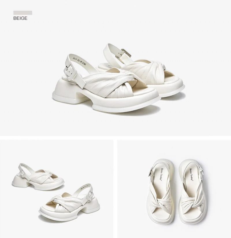 Gracia Lädersandal För Kvinnor - Beige