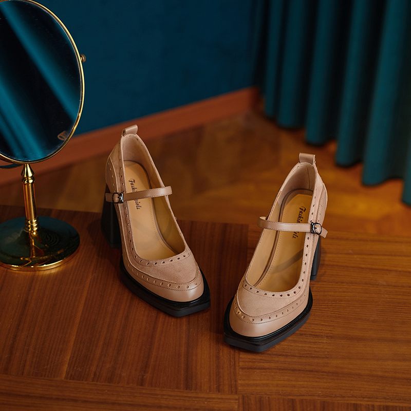 Greta Square Toe Pumps För Kvinnor - Aprikos