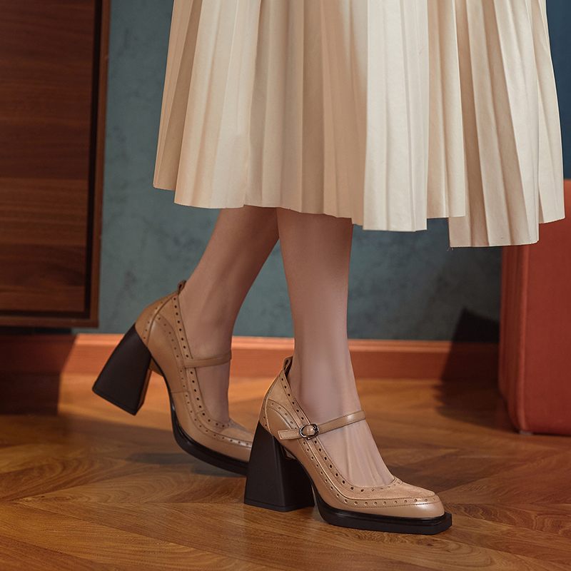 Greta Square Toe Pumps För Kvinnor - Aprikos