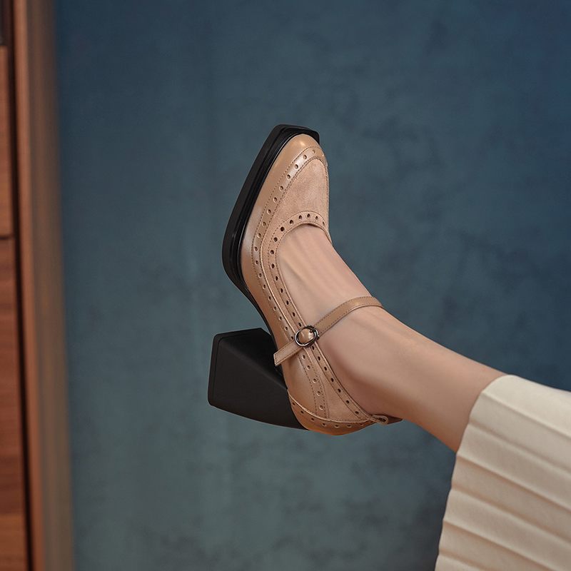 Greta Square Toe Pumps För Kvinnor - Aprikos