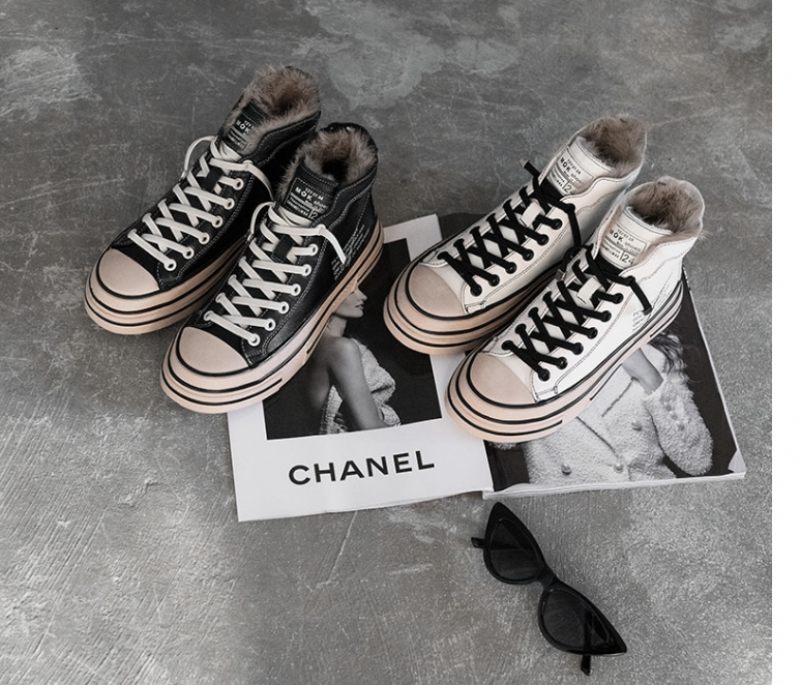 Grillen Dam Sneaker Svarta Skor - Svart kort plysch