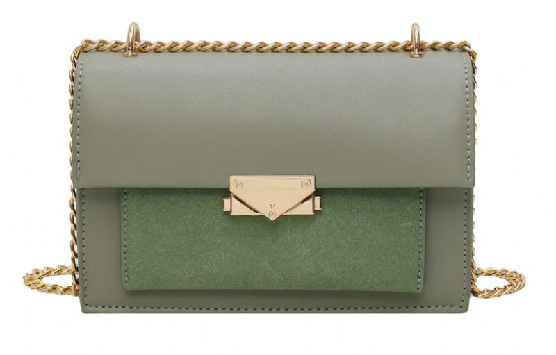 Haman Crossbody-väska För Kvinnor Med Läderkedjor - Grön