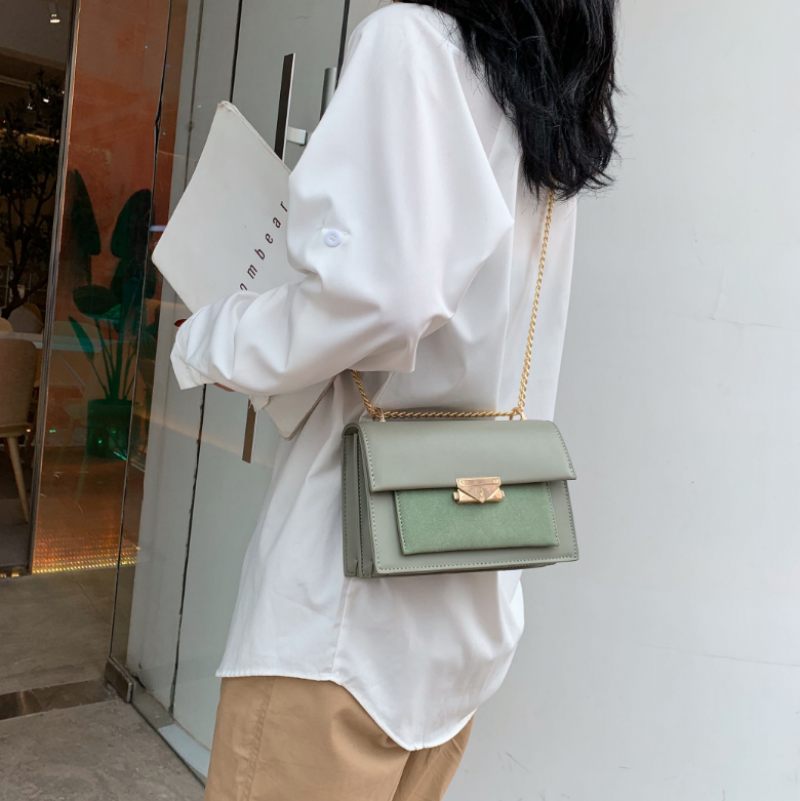 Haman Crossbody-väska För Kvinnor Med Läderkedjor - Grön