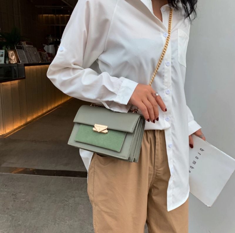 Haman Crossbody-väska För Kvinnor Med Läderkedjor - Grön
