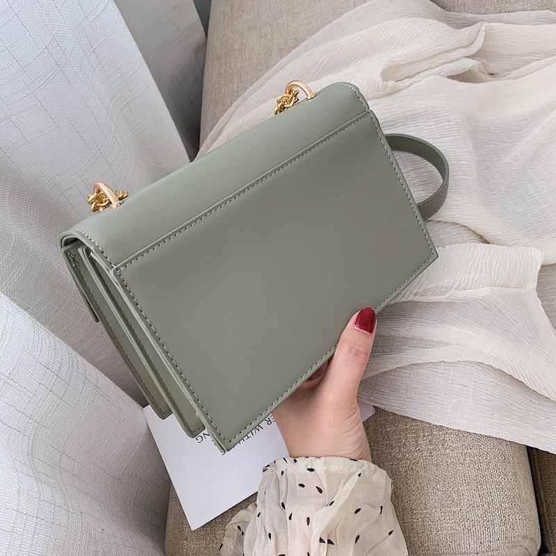 Haman Crossbody-väska För Kvinnor Med Läderkedjor - Grön