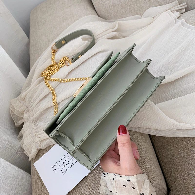 Haman Crossbody-väska För Kvinnor Med Läderkedjor - Grön