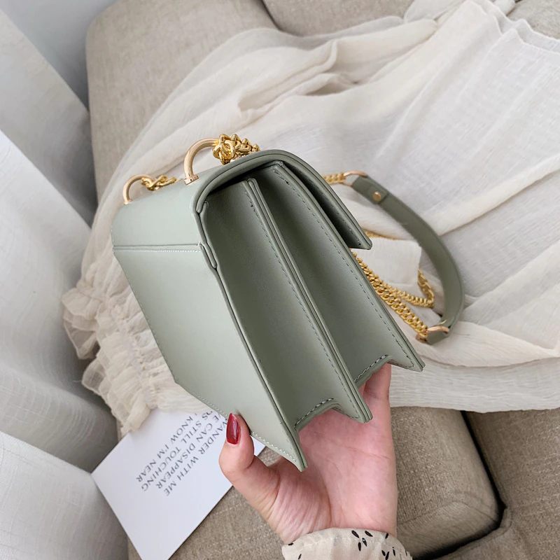 Haman Crossbody-väska För Kvinnor Med Läderkedjor - Grön