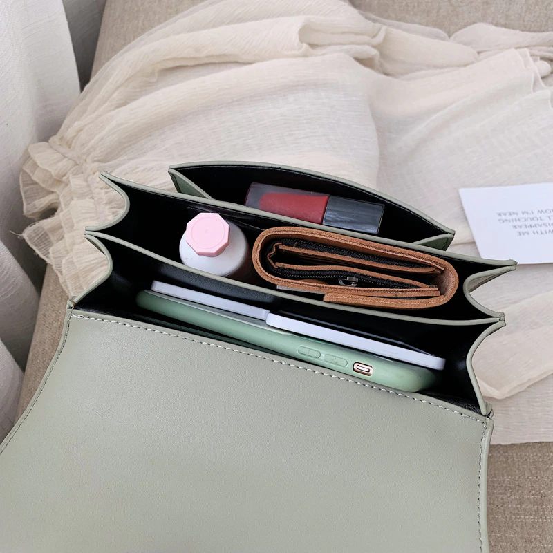 Haman Crossbody-väska För Kvinnor Med Läderkedjor - Grön