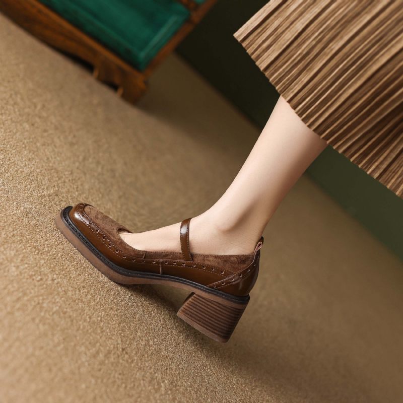 Hanna Kvinnors Läder Carving Design Pumps - Svart